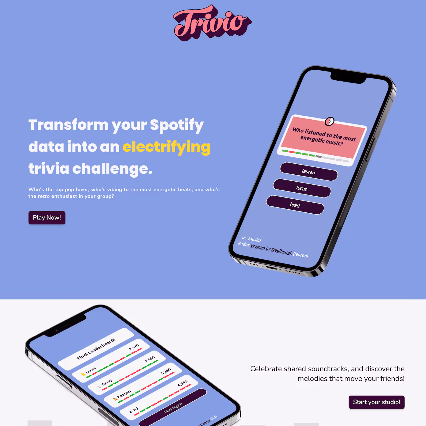 trivio.me Landing page